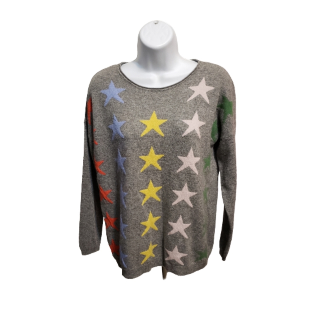 Bartolini Wool And Cashmere Blend Gray Star Sweater Size S